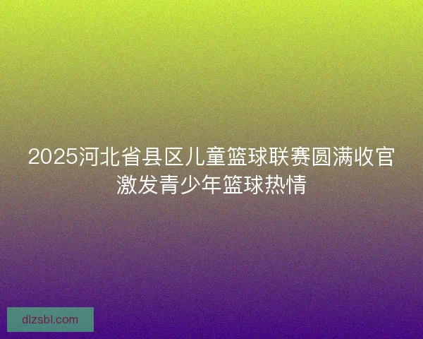 2025河北省县区儿童篮球联赛圆满收官激发青少年篮球热情